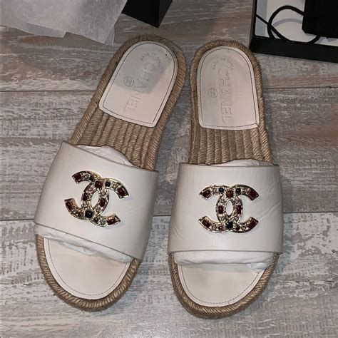 chanel espadrille sandals|authentic chanel espadrilles.